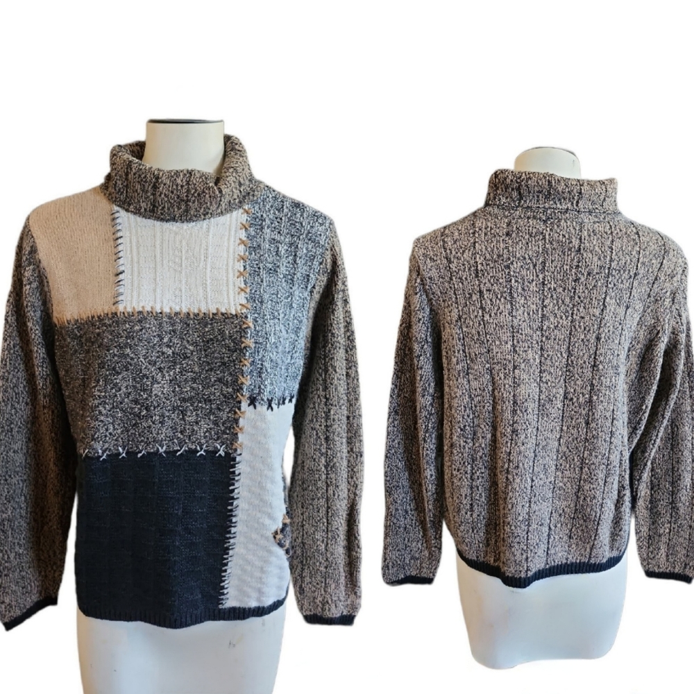 Emma James Women's Colorblock Cowl Neck Long Sleeves Sweater Size Large